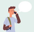 Young man speaking using his mobile phone with a speech bubble Royalty Free Stock Photo